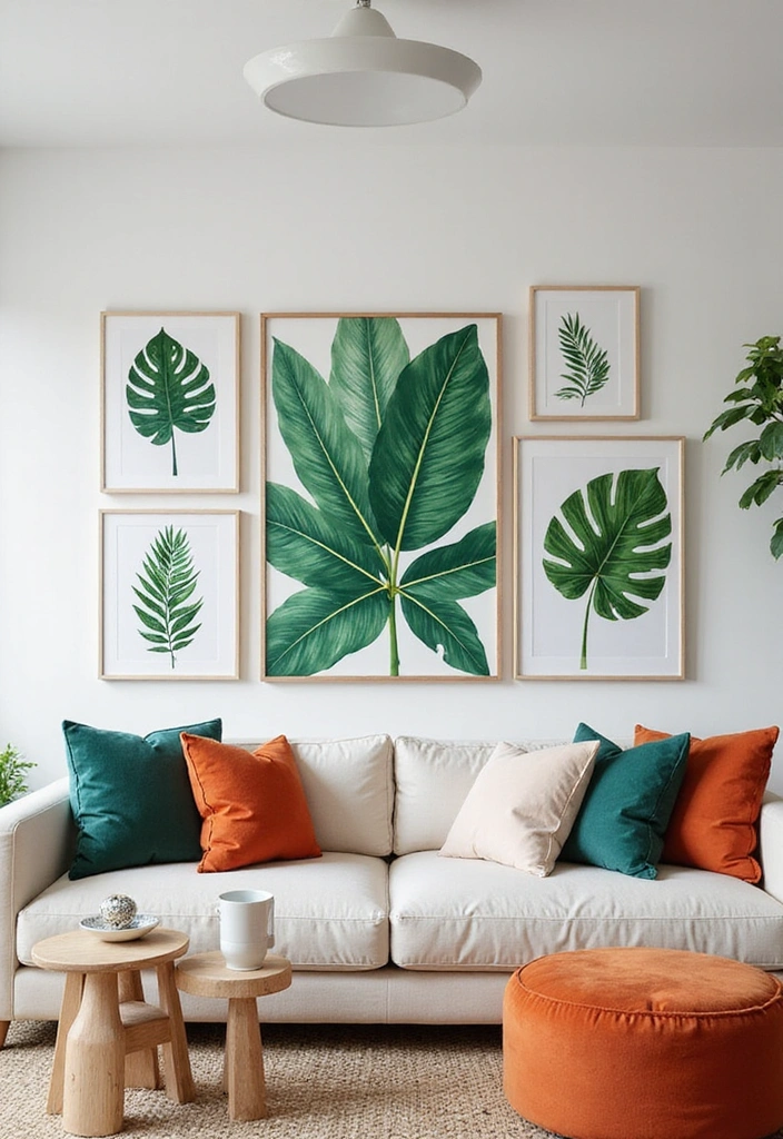 14 Summer Wall Decor Ideas That Will Make Your Walls Pop with Life (You’ll Love #10!) - 1. Tropical Leaf Prints