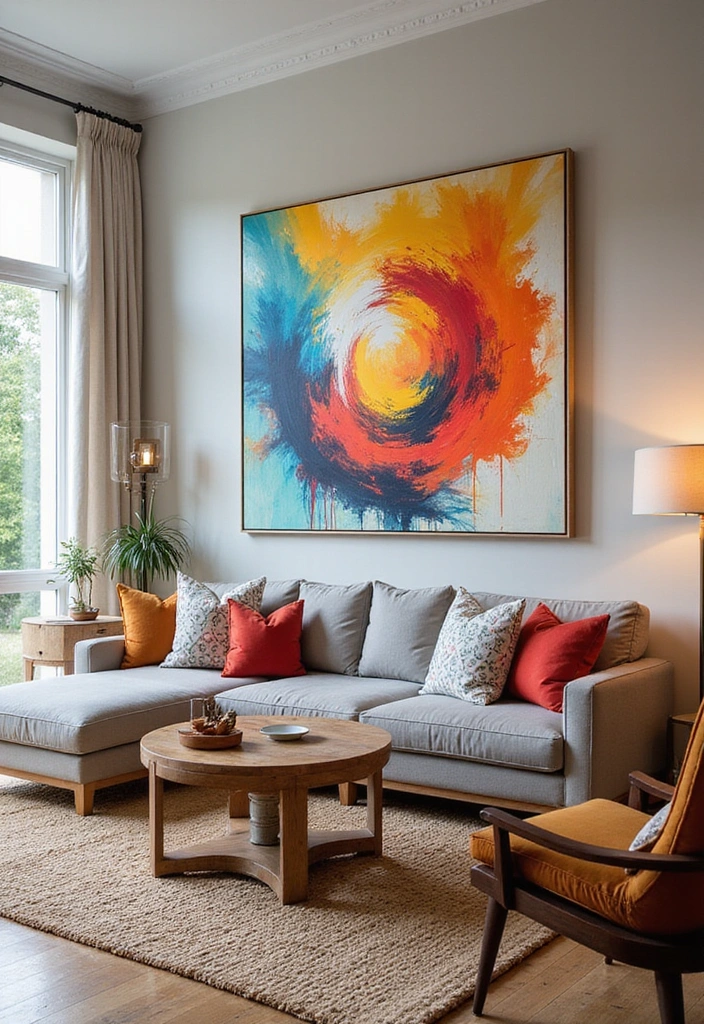 14 Summer Wall Decor Ideas That Will Make Your Walls Pop with Life (You’ll Love #10!) - 10. Bright Abstract Art