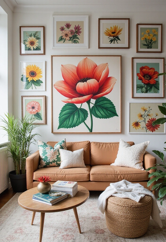 14 Summer Wall Decor Ideas That Will Make Your Walls Pop with Life (You’ll Love #10!) - 4. Vibrant Floral Art