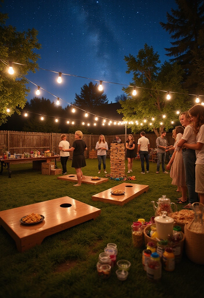 18 Outdoor Party Ideas That'll Make Your Summer Gatherings Unforgettable! - 9. Game Night Under the Stars