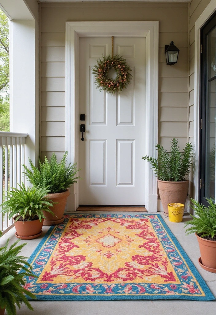 21 Summer Entryway Decor Tips That Will Make a Lasting First Impression (You Can't Miss #3!) - 19. Outdoor Rugs