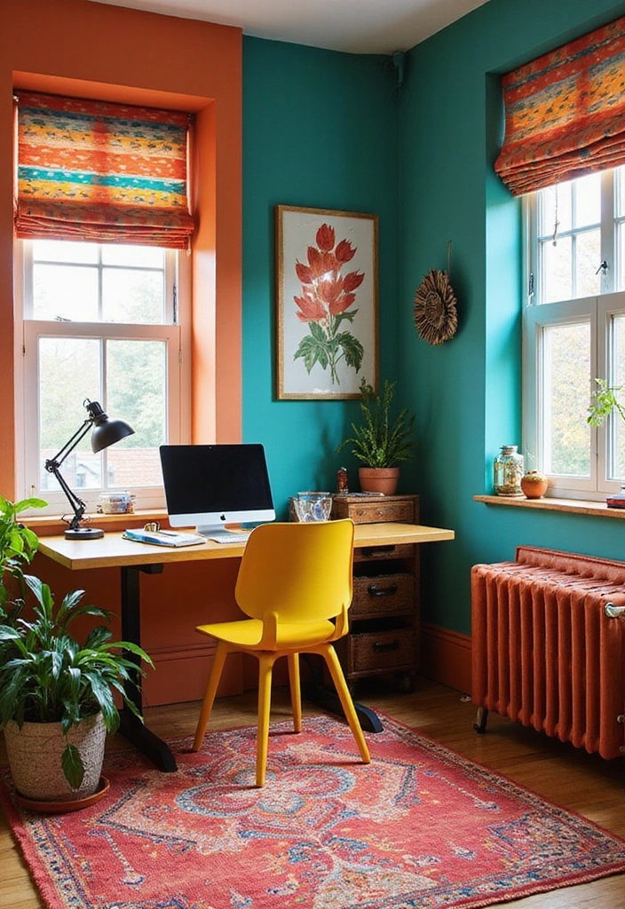 12 Modern Office Space Inspirations That'll Make You Want to Work from Home! - 2. Bright and Bold