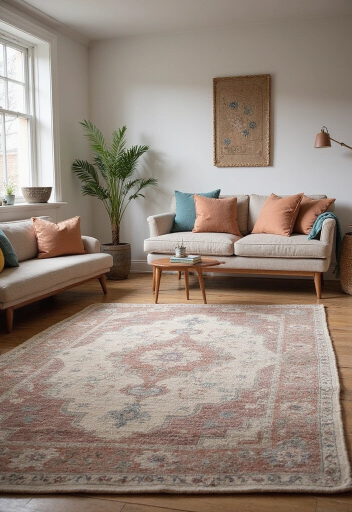 14 Minimalist Living Room Decor Hacks for a Simplified Life (Warning: #4 Is Transformational!) - 7. Use Large Rugs for Cohesion