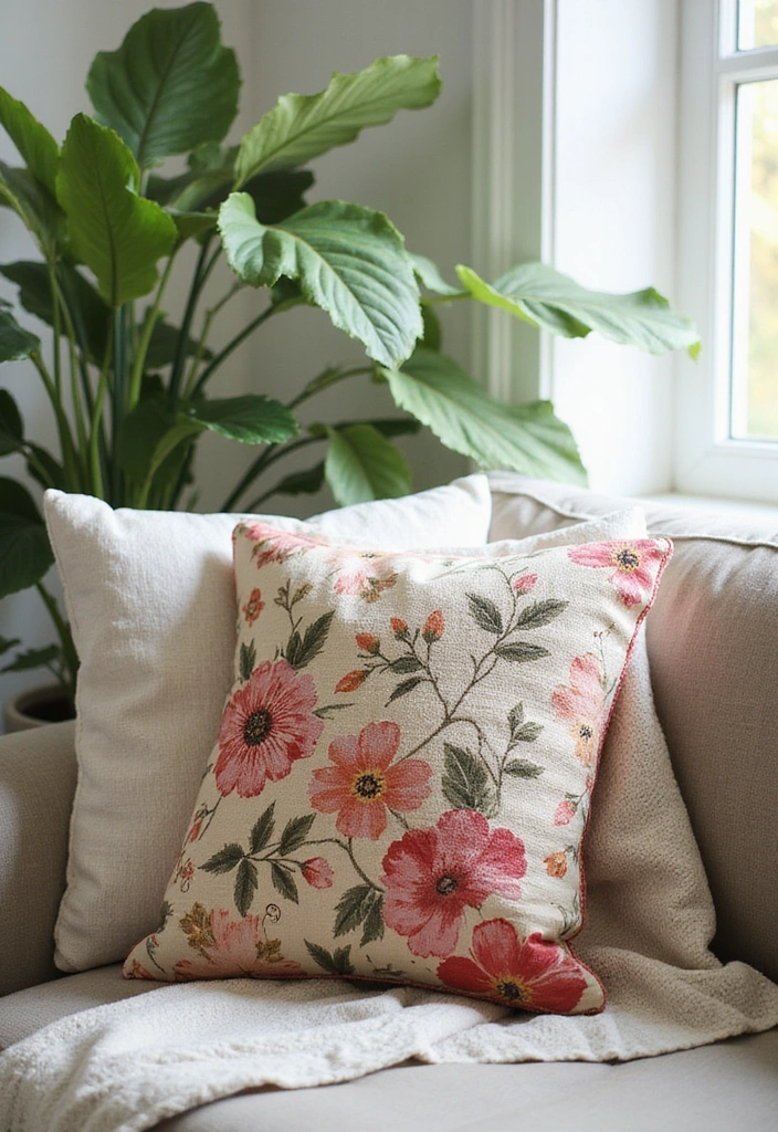 15 Colorful Throw Pillow Ideas That'll Instantly Brighten Your Living Room! - 2. Whimsical Floral Designs