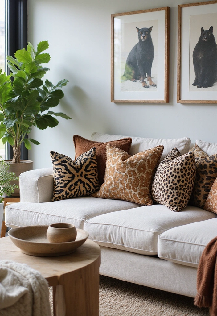 15 Colorful Throw Pillow Ideas That'll Instantly Brighten Your Living Room! - 4. Animal Prints
