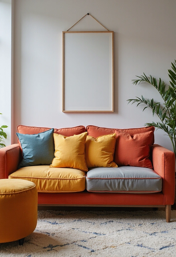 15 Colorful Throw Pillow Ideas That'll Instantly Brighten Your Living Room! - 5. Striking Color Blocks