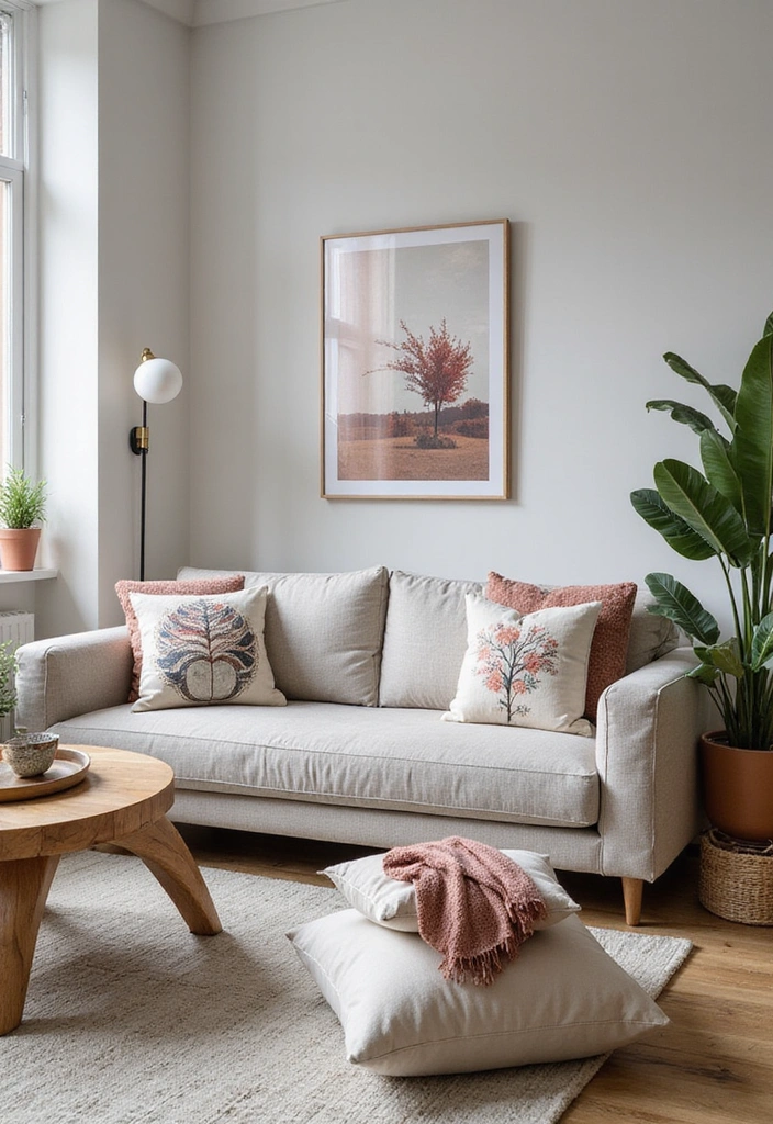 15 Colorful Throw Pillow Ideas That'll Instantly Brighten Your Living Room! - 6. Artistic Prints