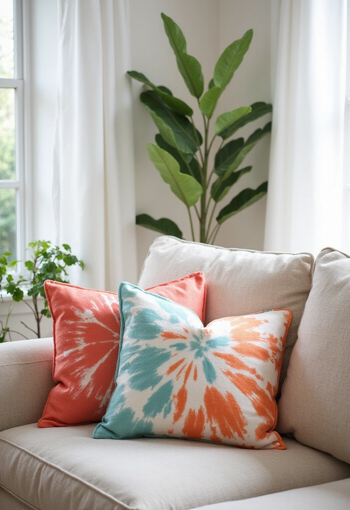15 Colorful Throw Pillow Ideas That'll Instantly Brighten Your Living Room! - 9. Tie-Dye Patterns