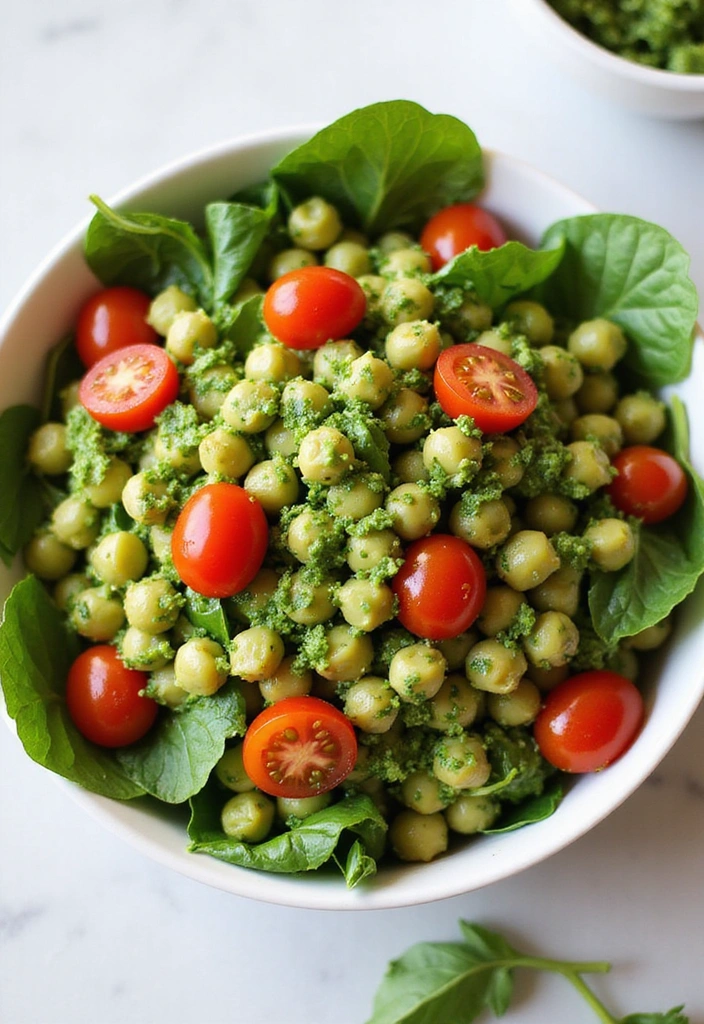 15 Refreshing Summer Salads That'll Make You Feel Like It's Always Vacation Time! - 10. Pesto Chickpea Salad