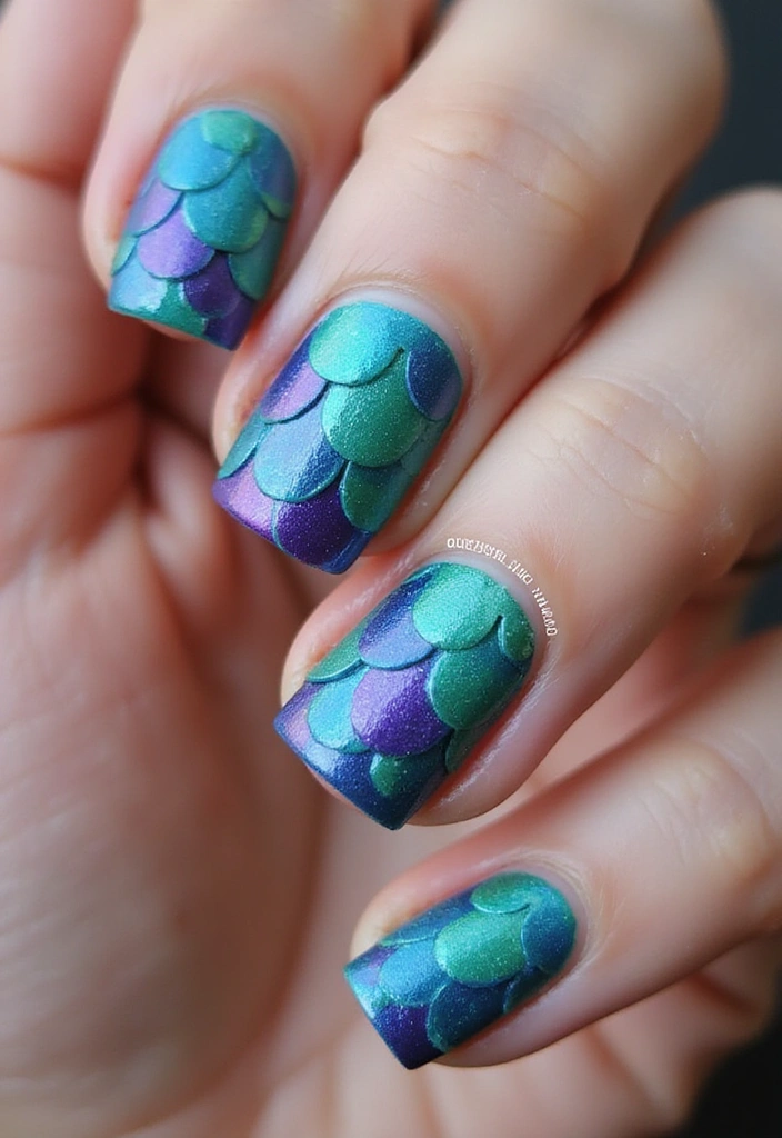 15 Stunning Summer Nails Inspired by Beach Vibes (You’ll Want #7 ASAP!) - 10. Mermaid Scales