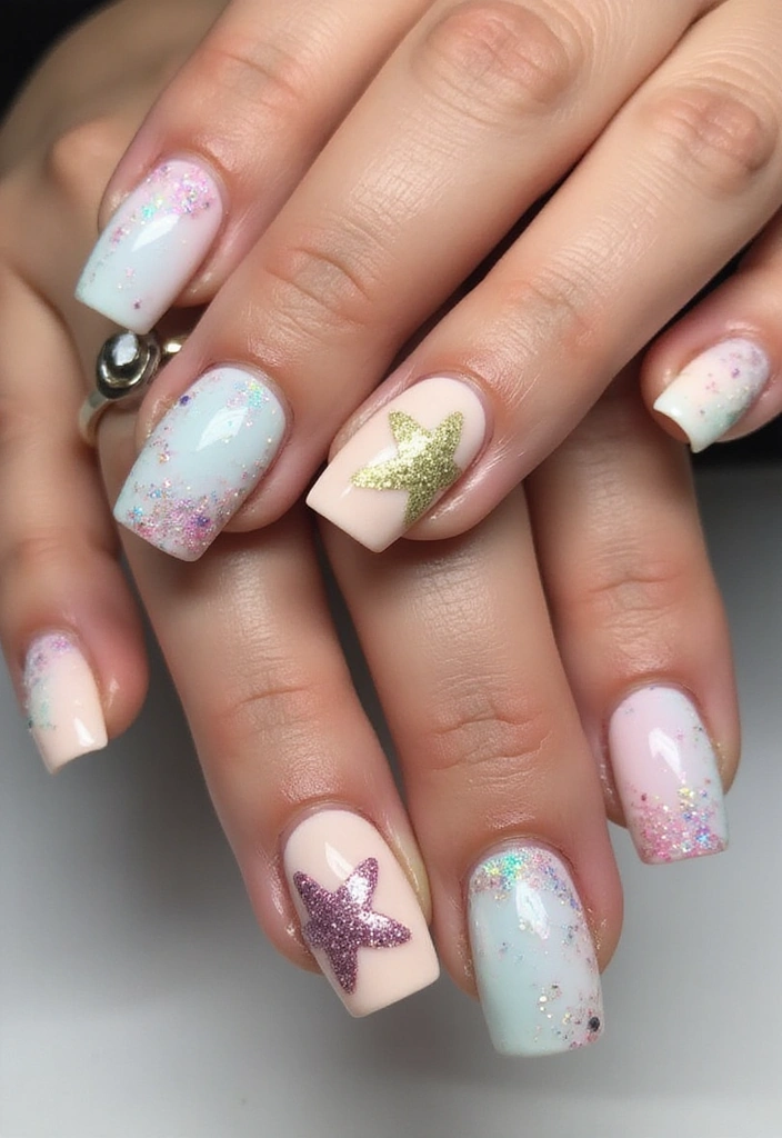 15 Stunning Summer Nails Inspired by Beach Vibes (You’ll Want #7 ASAP!) - 13. Glittery Starfish