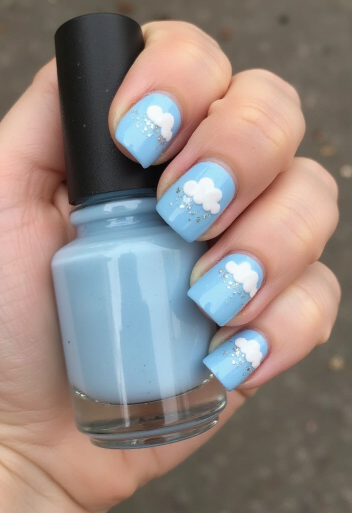 15 Stunning Summer Nails Inspired by Beach Vibes (You’ll Want #7 ASAP!) - 14. Glittery Ocean Breeze