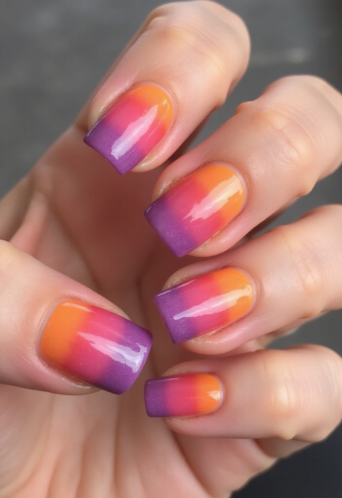 15 Stunning Summer Nails Inspired by Beach Vibes (You’ll Want #7 ASAP!) - 4. Sunset Ombre