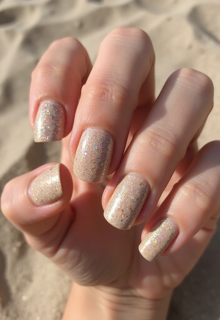 15 Stunning Summer Nails Inspired by Beach Vibes (You’ll Want #7 ASAP!) - 9. Beach Sand Glitter