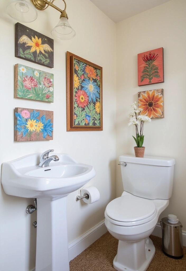 18 Jaw-Dropping Bathroom Transformations That Cost Less Than $500! - 12. DIY Artwork for Personal Touch