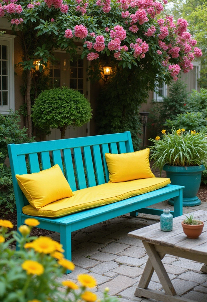 18 Vibrant Garden Decor Ideas That Will Make Your Backyard a Summer Paradise! - 1. Brightly Colored Garden Furniture