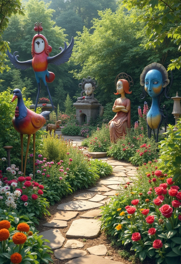 18 Vibrant Garden Decor Ideas That Will Make Your Backyard a Summer Paradise! - 4. Garden Art and Sculpture