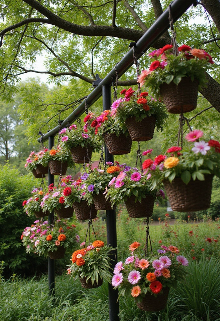 18 Vibrant Garden Decor Ideas That Will Make Your Backyard a Summer Paradise! - 7. Vibrant Hanging Baskets
