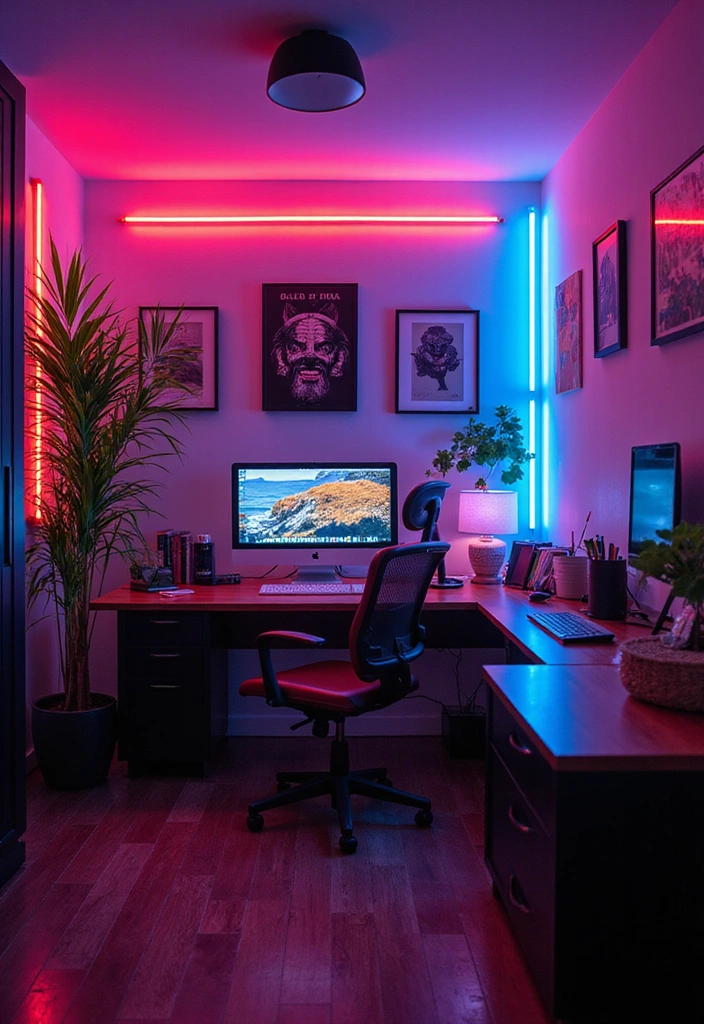 22 Decorative Lighting Ideas That Will Make Your Home Shine Like Never Before! - 18. Neon Lights: Bold Statements