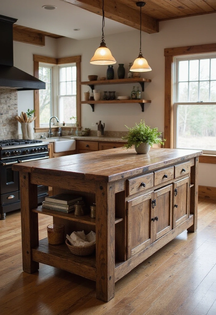 25 Farmhouse Kitchen Decor Ideas That'll Transform Your Space into a Cozy Retreat! - 12. Rustic Kitchen Island