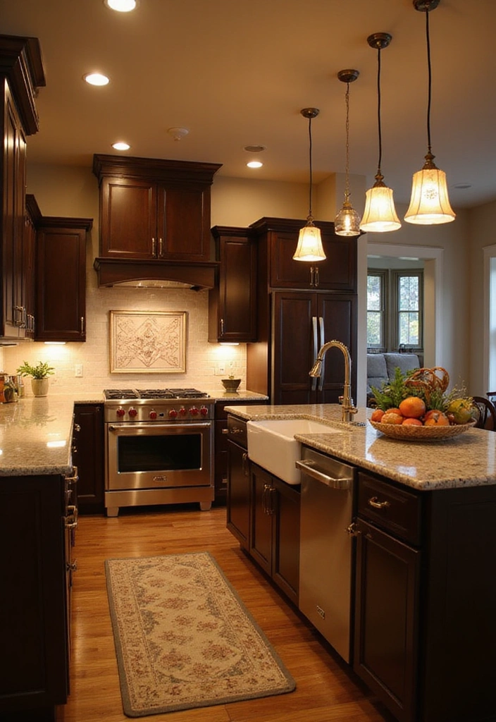 25 Farmhouse Kitchen Decor Ideas That'll Transform Your Space into a Cozy Retreat! - 17. Layered Lighting