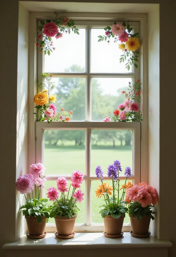 14 Decorative Window Frame Ideas to Make Your Summer Style Shine! - 6. Floral Embellished Frames