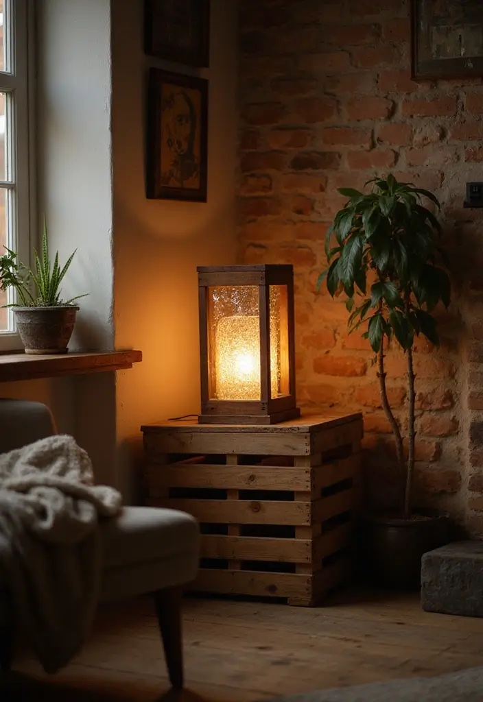 15 DIY Lighting Projects That Will Brighten Up Your Space (And Your Mood!) - 4. Wooden Crate Lamp