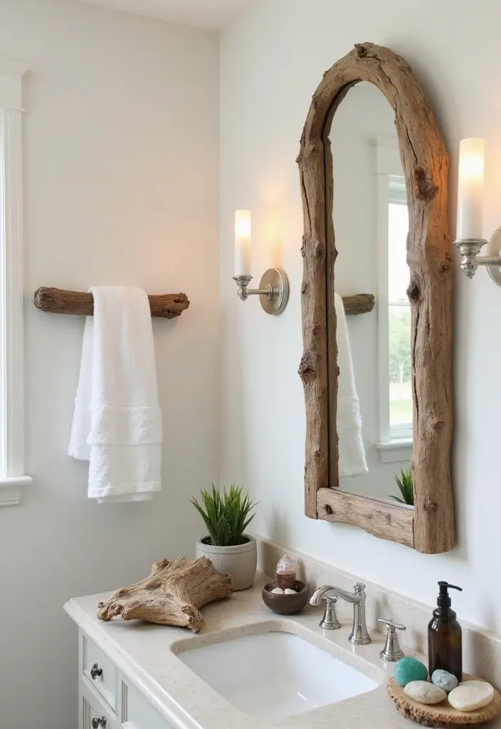 15 Summer Bathroom Decor Ideas That Will Make You Feel Like You're on Vacation! - 11. Natural Driftwood Decor