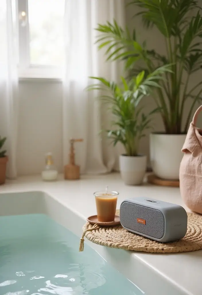 15 Summer Bathroom Decor Ideas That Will Make You Feel Like You're on Vacation! - 14. Drift Away with Beach Music