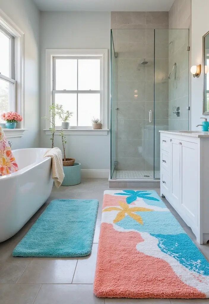 15 Summer Bathroom Decor Ideas That Will Make You Feel Like You're on Vacation! - 7. Soft, Plush Bath Mats