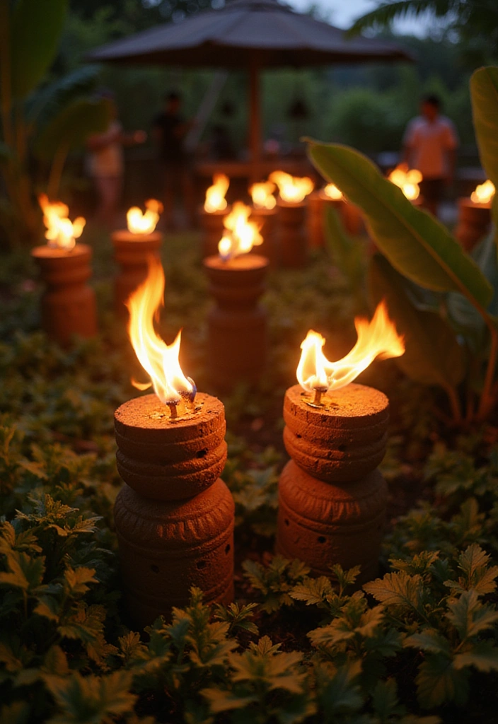20 Summer Lighting Ideas That Will Set the Mood for Your Evenings! - 8. Festive Tiki Torches