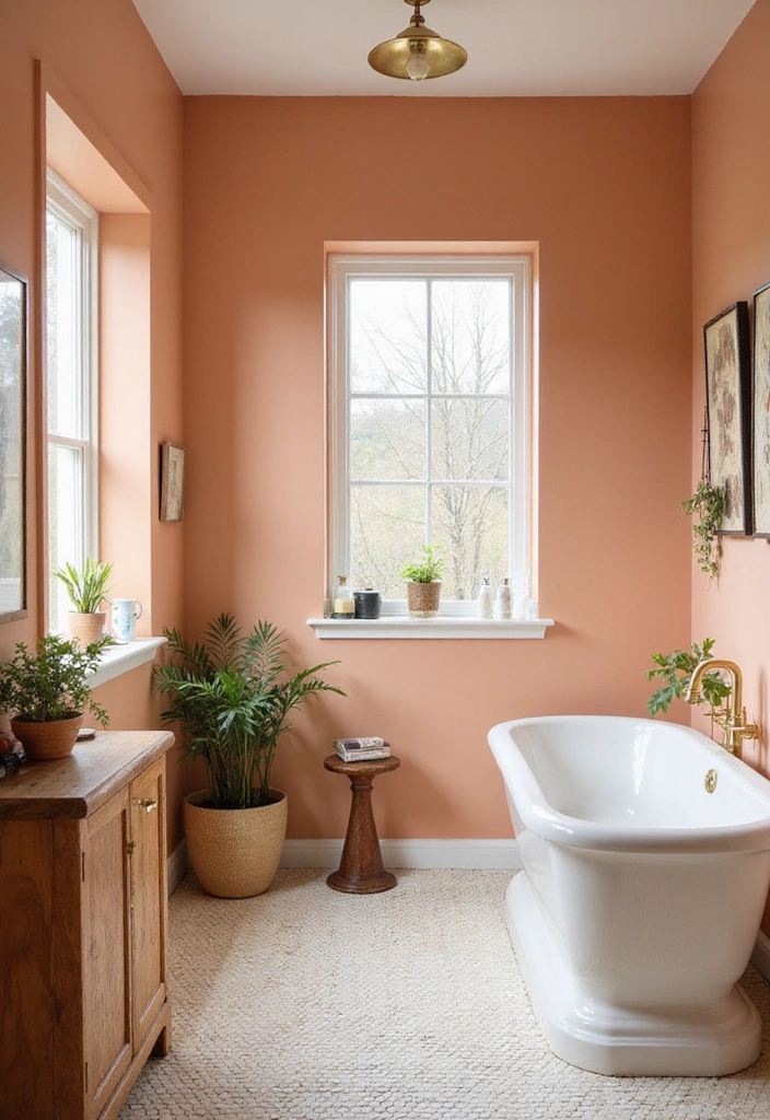 18 Bathroom Color Ideas That Create a Spa-Like Retreat (Don't Miss #7!) - 10. Warm Peach