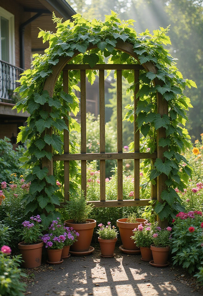 21 Container Gardening Hacks That'll Transform Your Small Space Garden! - 8. Use Trellis for Climbing Plants